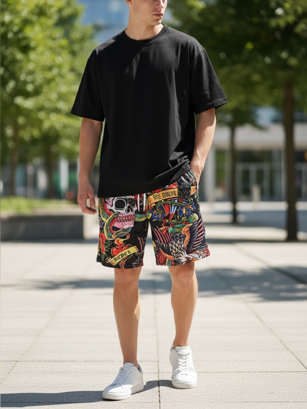 Rebel Vengeance Men’s Graphic Multicolor Print Short